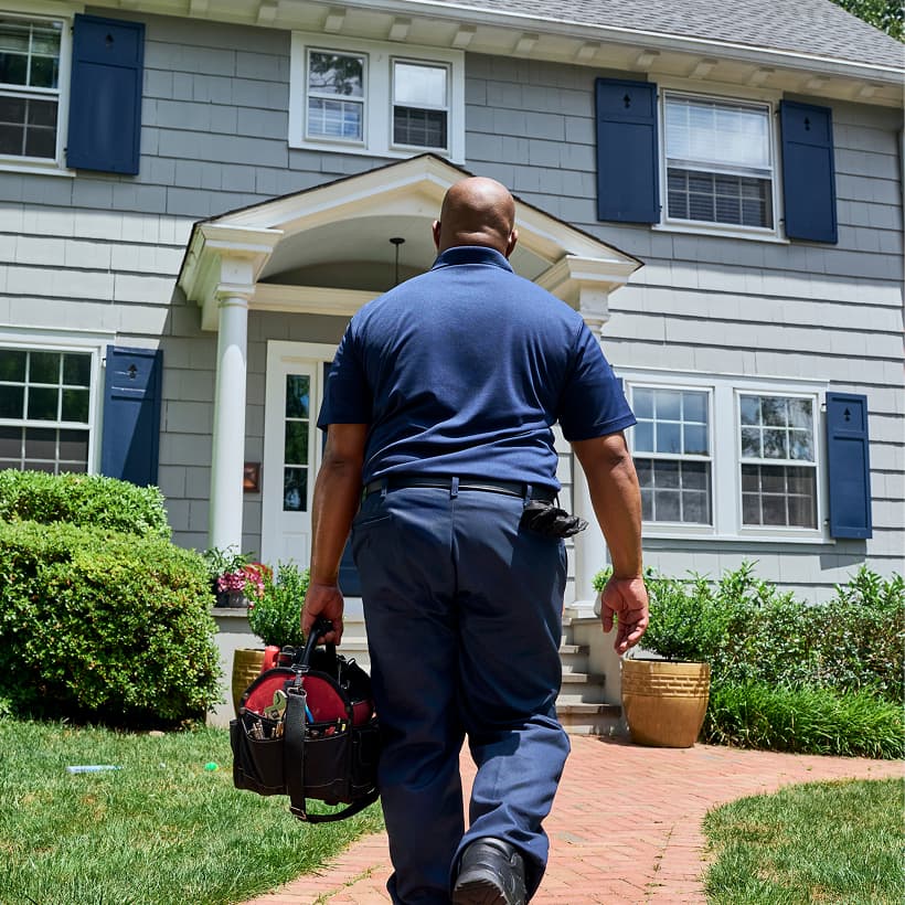 An IERNA'S technician arrives at a home ready to provide expert HVAC, plumbing, and electrical services.